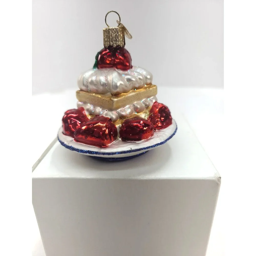 2011 Old World Christmas Molded Mouth Blown Glass Strawberry Shortcake Ornaments